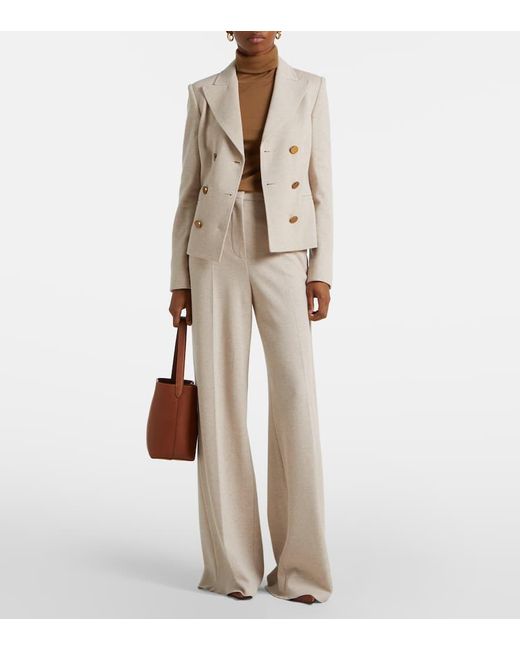 Max Mara Natural Corea Cotton And Wool Jersey Wide-Leg Pants