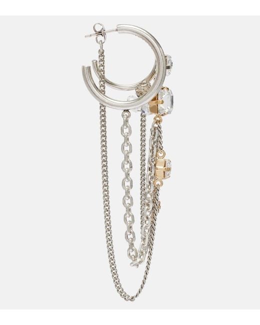Isabel Marant White Embellished Single Hoop Earring