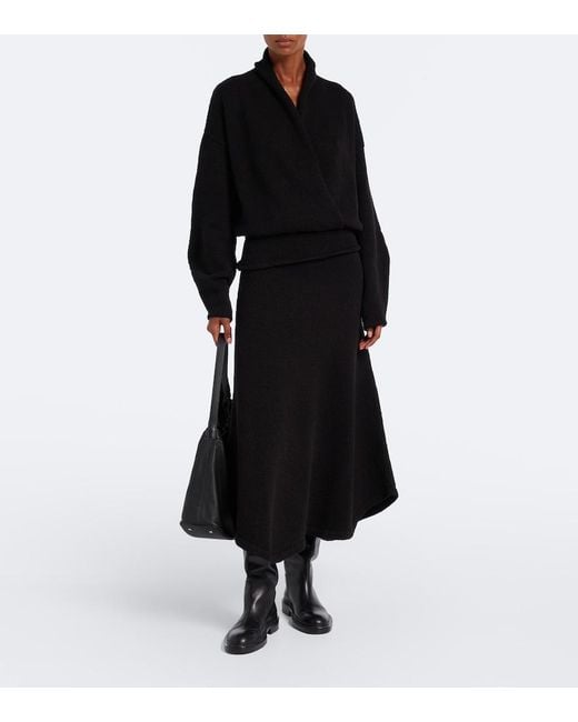AYA MUSE Black Ken Cotton Midi Skirt
