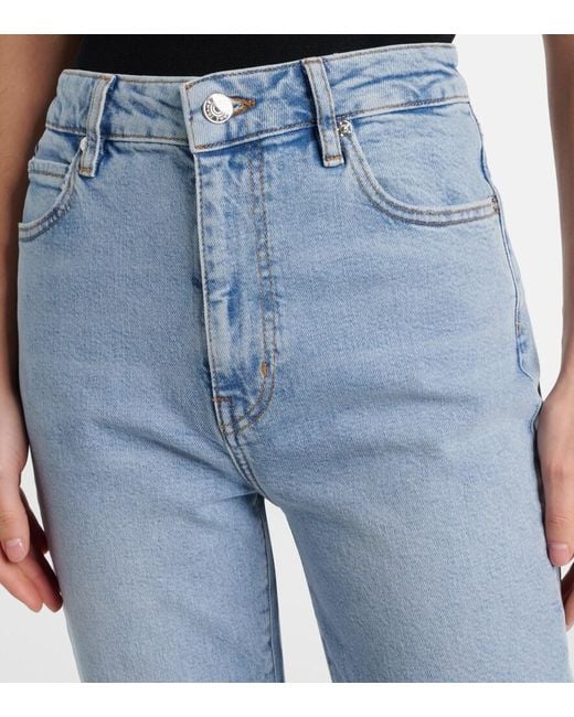 FRAME Blue Ruler High-Rise Straight Jeans