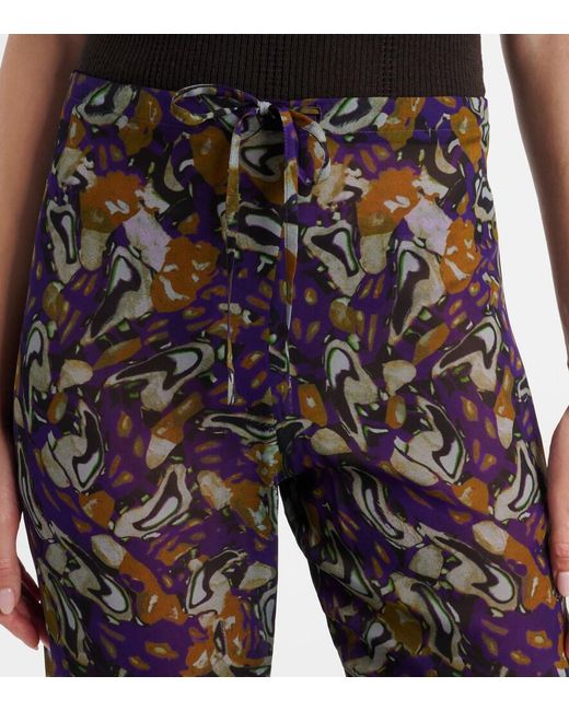 Dries Van Noten Gray Printed Wide-Leg Pants