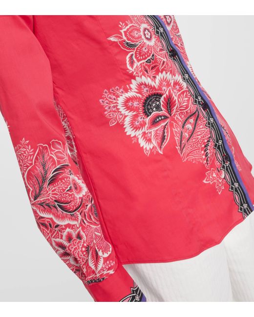 Etro Red Floral Cotton-blend Shirt