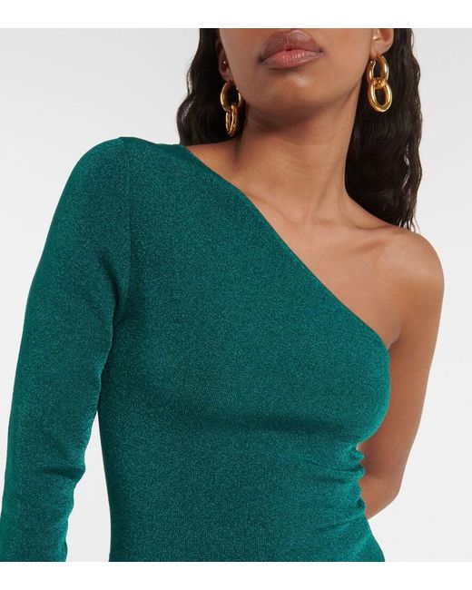 Victoria Beckham Green One-Shoulder Knitted Midi Dress