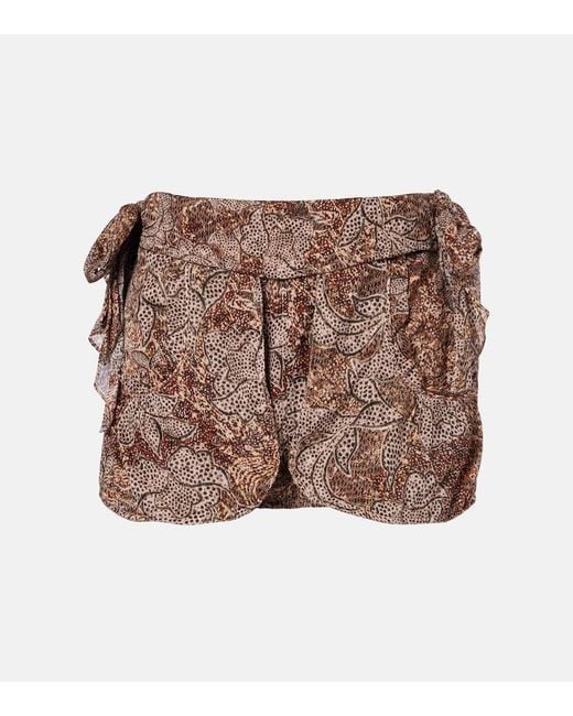 Isabel Marant Brown Coralie Printed Cotton Miniskirt