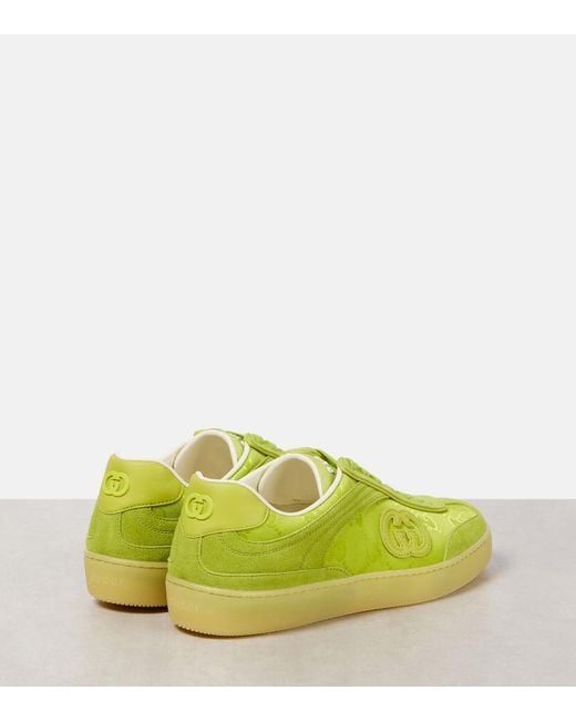 Gucci Yellow G75 Suede-Trimmed Sneakers