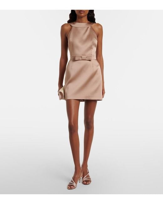 The New Arrivals Ilkyaz Ozel Pink Delphine Bow-Detail Satin Minidress