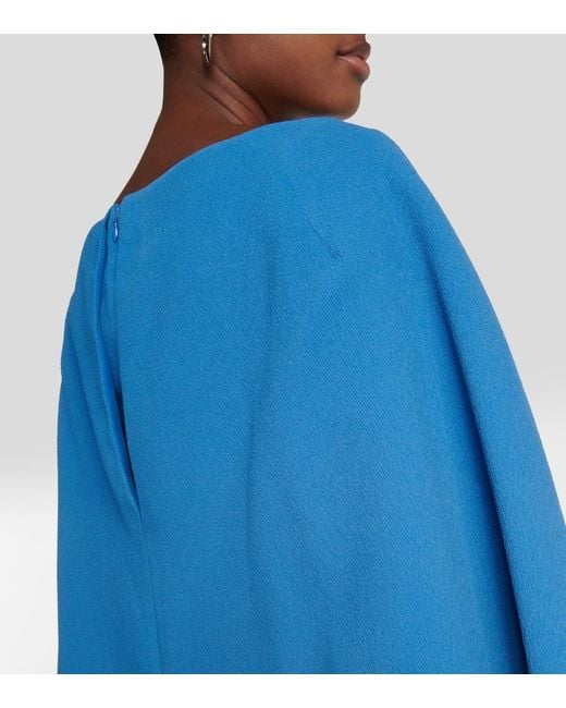 Emilia Wickstead Blue Niesha Crepe Midi Dress