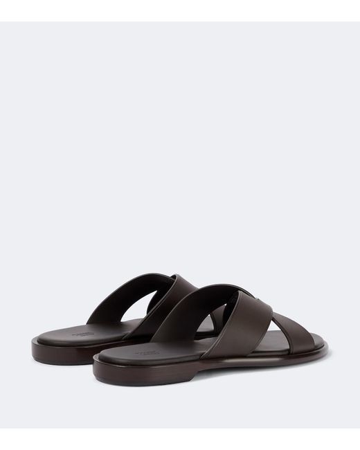 Zegna Brown Leather Sandals for men