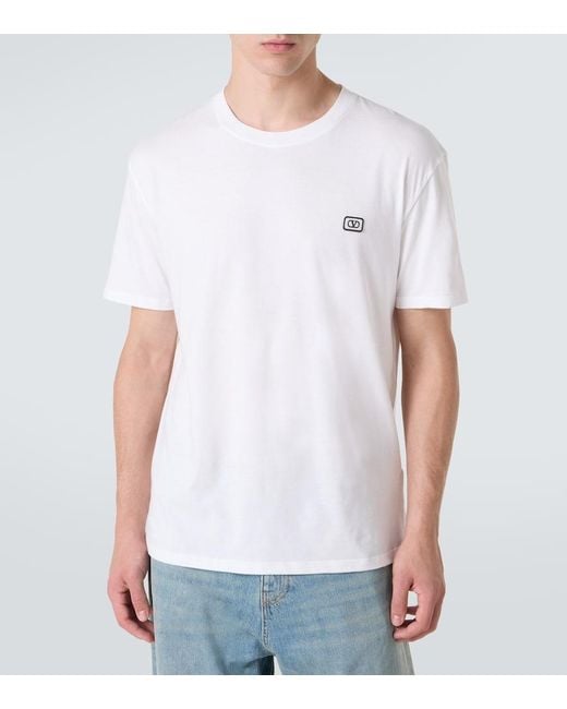 Valentino White Vlogo Cotton Jersey T-Shirt for men