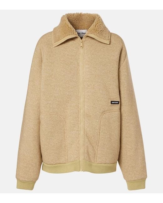 Miu Miu Natural Blouson Mit Teddyfleece