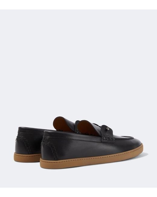 Christian Louboutin Black Chambeliboat Leather Slip-On Shoes for men