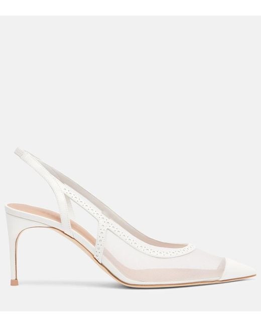 Malone Souliers Natural Aubrey 70 Mesh Slingback Pumps