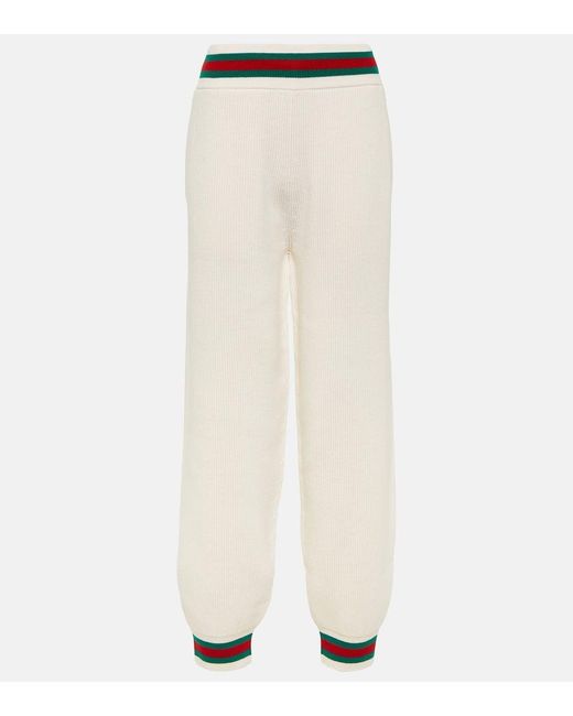 Pantalones deportivos de punto acanalado Gucci de color Natural
