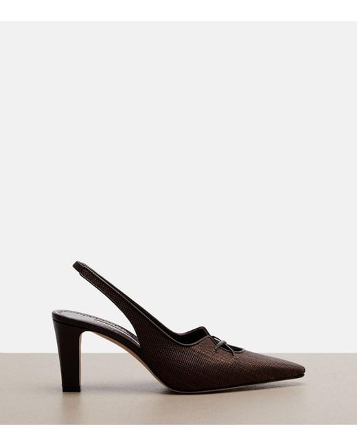 Manolo Blahnik Brown Montbalo Raffia Slingback Pumps