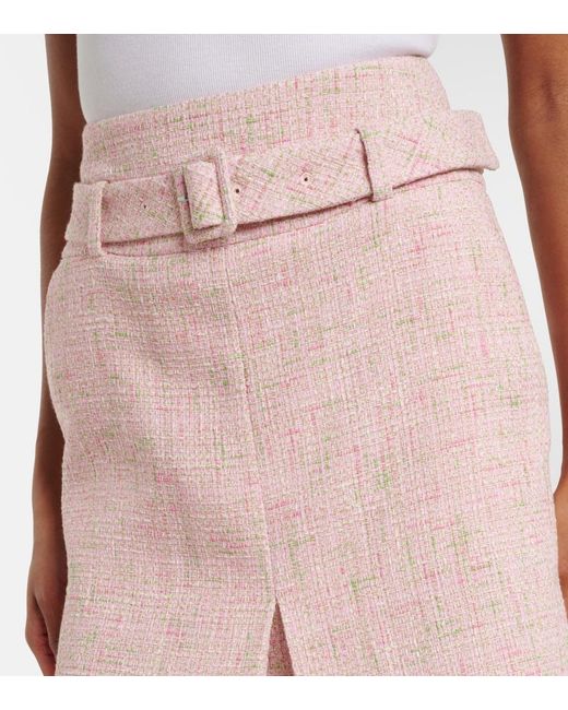 ShuShu/Tong Pink Belted Cotton-Blend Tweed Pencil Skirt