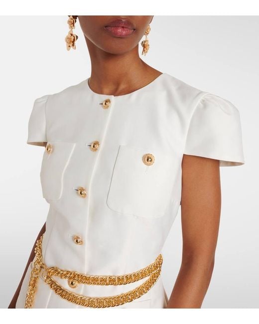 Self-Portrait White Verziertes Maxikleid Aus Taft
