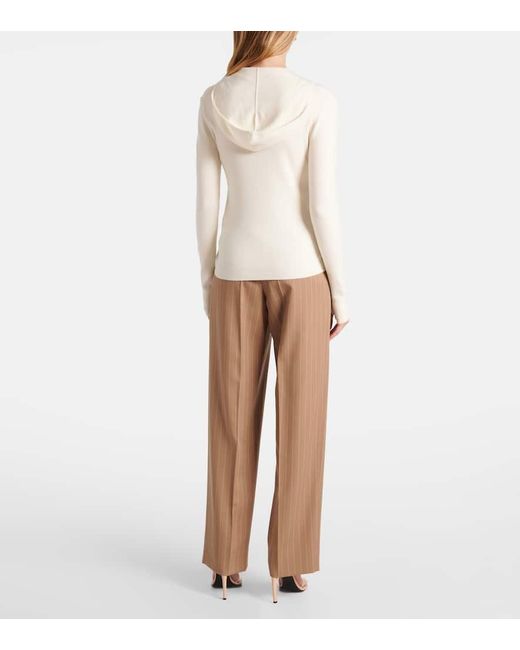 Victoria Beckham White Wool-Blend Jersey Zip-Up Hoodie