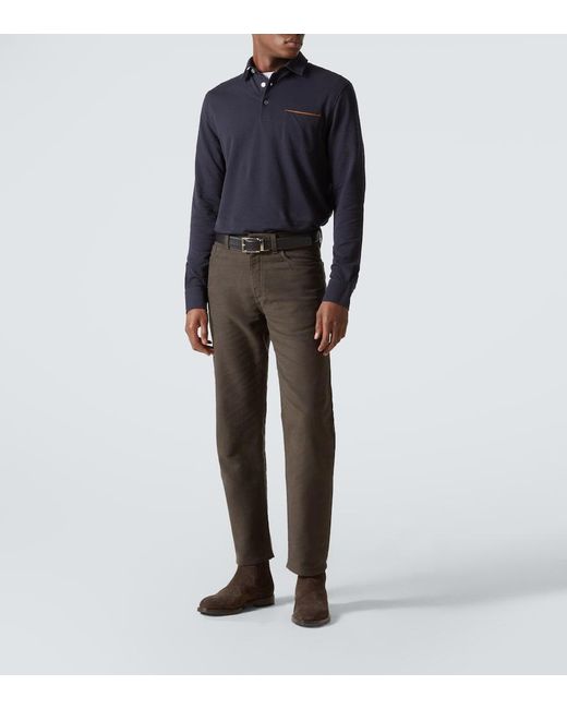 Zegna Blue Cotton Polo Shirt for men