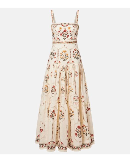 Agua Bendita Women's Natural Floral Linen Maxi Dress - hulwithkids.com Agua Bendita Women's Natural Floral Linen Maxi Dress - hulwithkids.com