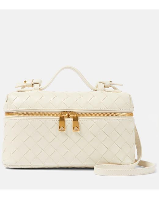 Bottega Veneta Natural Bang Bang Intrecciato Leather Vanity Bag