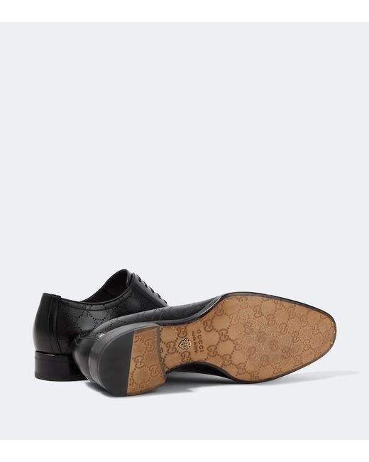 Gucci Black Gg Leather Derby Shoes for men