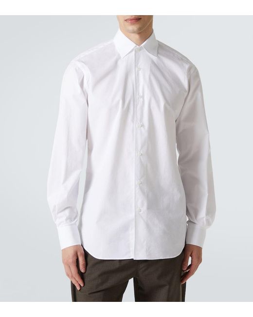 Saman Amel White Cotton Poplin Shirt for men