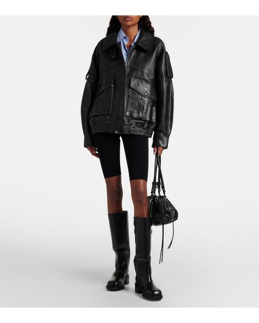 Jimmy Choo Black Brooklyn Leather Biker Boots