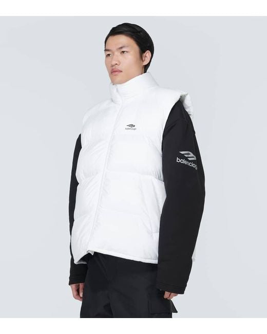 Balenciaga White 3B Ski Puffer Vest for men