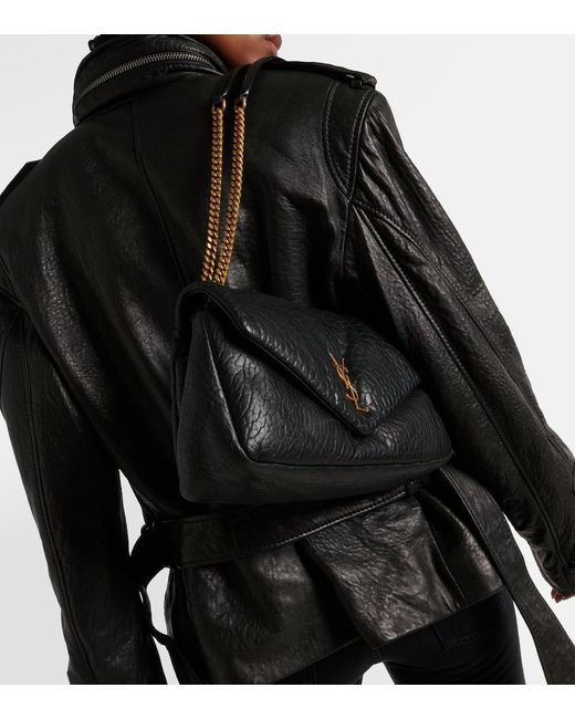 Saint Laurent Black Schultertasche Calypso Medium Aus Leder