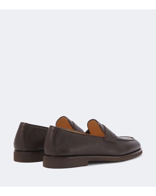 Brunello Cucinelli Brown Leather Penny Loafers for men