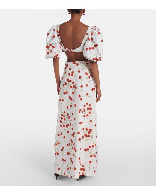 Adriana Degreas White Printed Cotton High-Rise Maxi Skirt