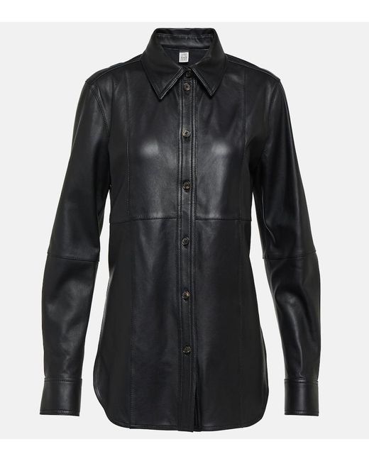 Totême  Black Leather Overshirt
