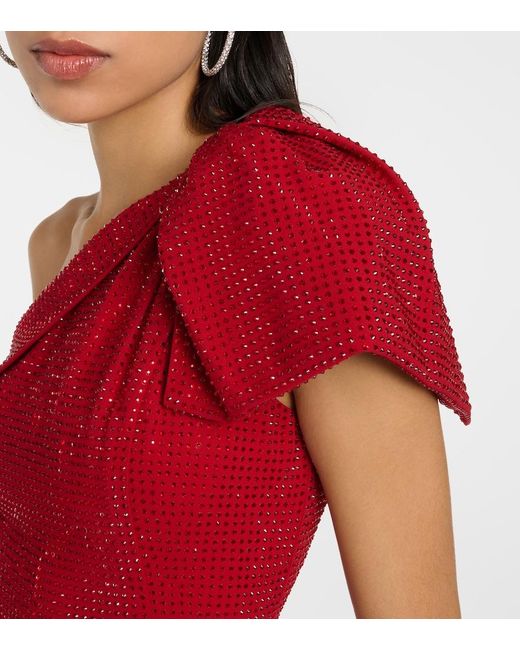 Roland Mouret Red One-Shoulder Diamante-Embellished Gown