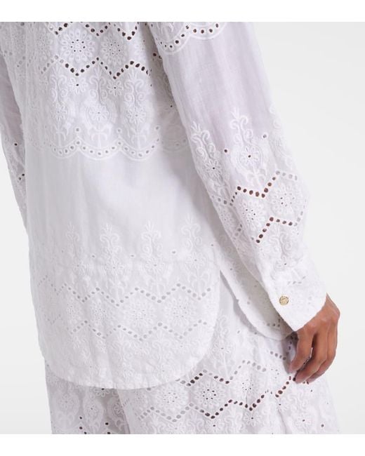 Melissa Odabash White Orla Broderie Anglaise Cotton Shirt