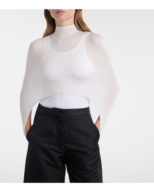 Alaïa White Knitted Silk-Blend Top