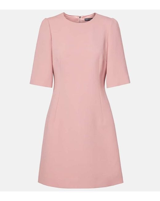 Vestido Corto De Lana Virgen Dolce & Gabbana de color Pink