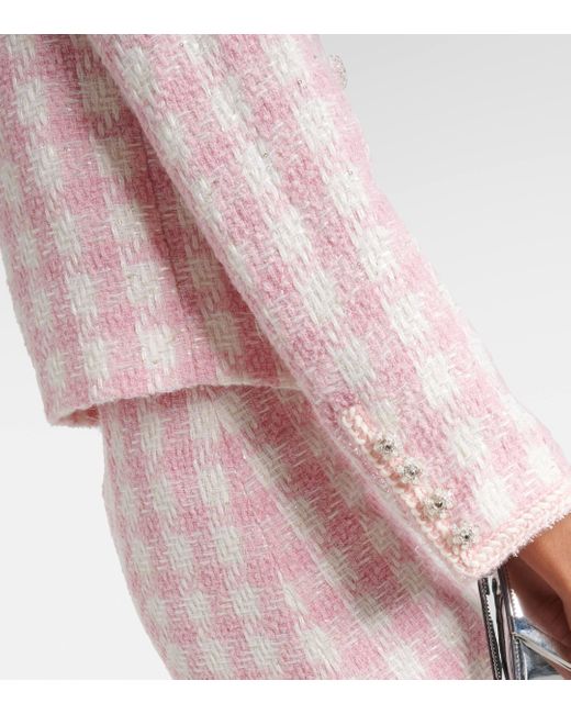 Self-Portrait Pink Bouclé-texture Chest-pocket Woven Jacket