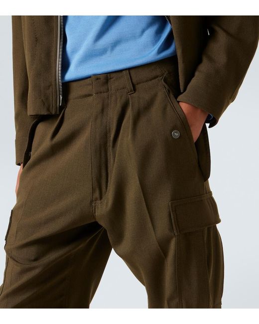 Tom Ford Green Wool, Cashmere, And Silk Cargo Pants for men