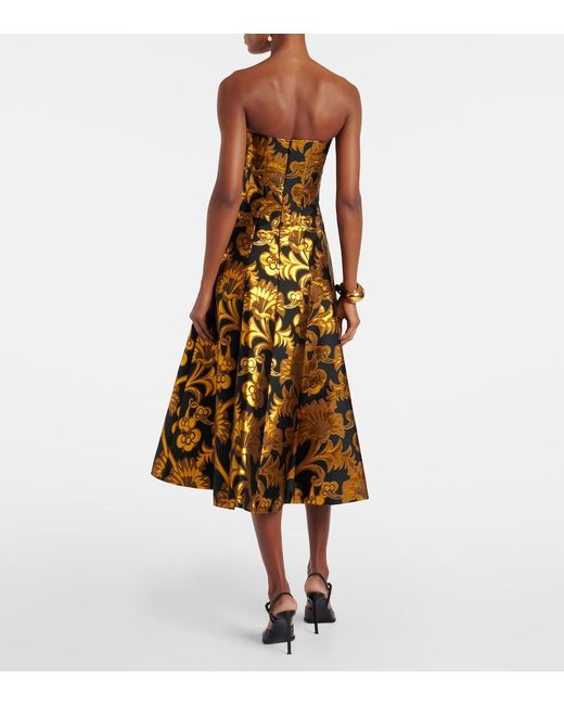 Etro Metallic Semi-Sheer Strapless Lame Maxi Dress