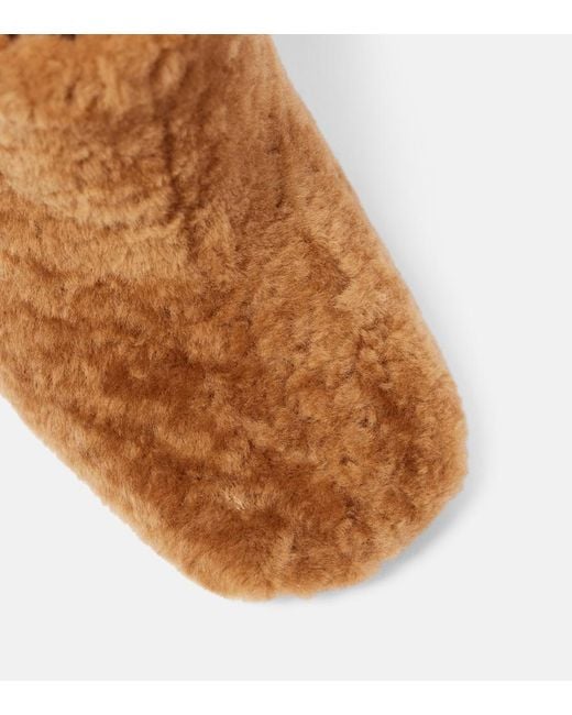 Dries Van Noten Brown Shearling Wedge Mules