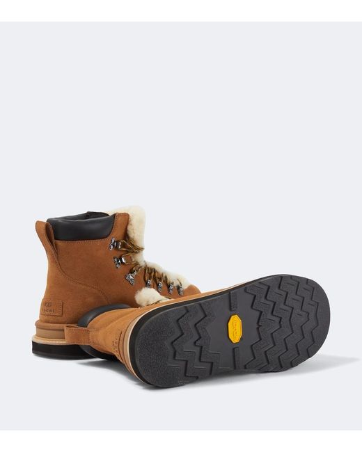 Sacai Brown X Ugg Suede And Shearling Hiking Boots for men