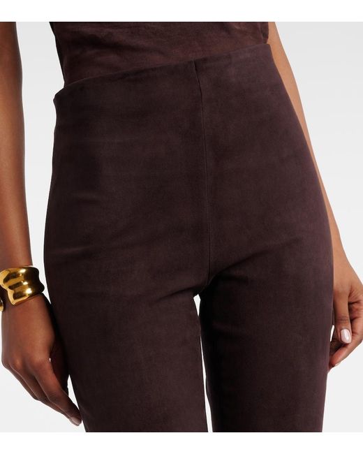 Stouls Brown Cherilyn High-Rise Suede Flared Pants