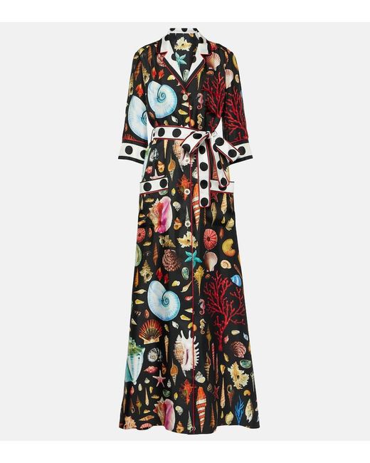 Dolce & Gabbana Multicolor Bedruckter Mantel Capri aus Seidensatin