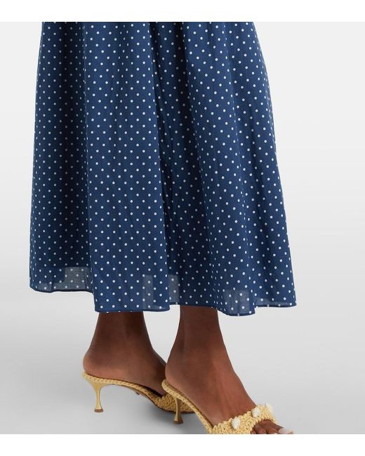 Posse Blue Edie Polka-Dot Midi Dress