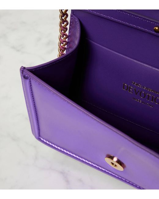 Borsa Devotion Small in pelle di Dolce & Gabbana in Purple