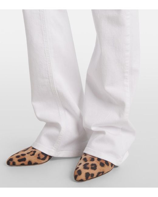 Blumarine White Chain-Detail High-Rise Bootcut Jeans