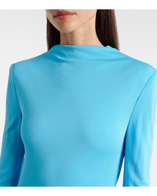 Tom Ford Blue Open-Back Crepe Jersey Gown