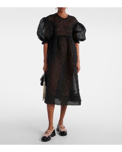 Simone Rocha Black Tracker Leather-Trimmed Mary Jane Flats