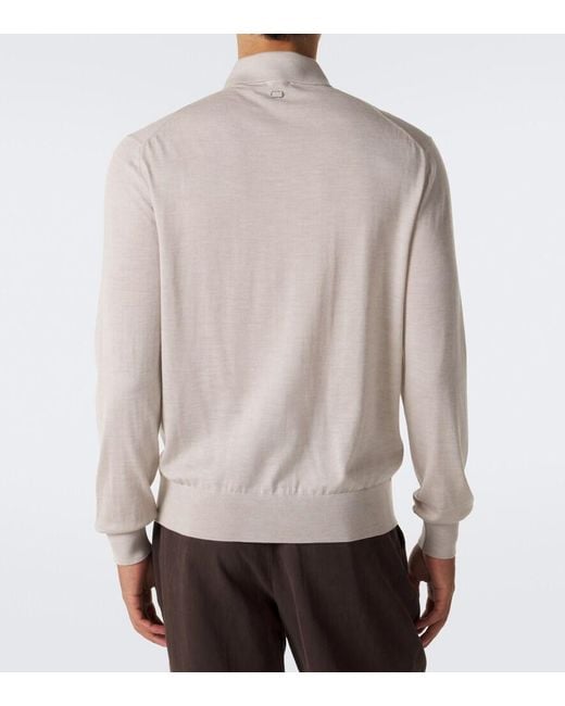 Agnona White Wool, Silk And Cashmere Polo Sweater for men