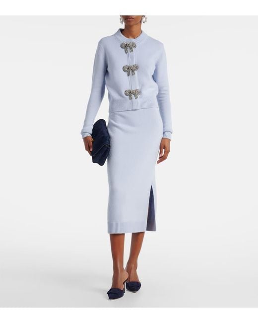 Jupe Crayon Midi En Laine Et Cachemire Carolina Herrera en coloris Blue